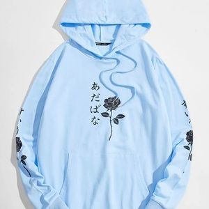 SHEIN Men Japanese And Floral Print Pocket Front
Hoodie